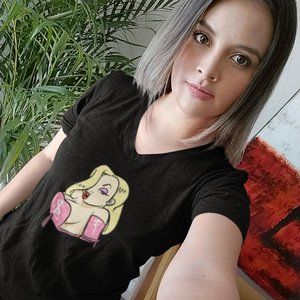 Blonde Bombshell Cartoon Tee Glamour Sexy Cute Girly‎